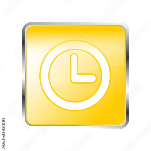 Button Uhr orange gelb