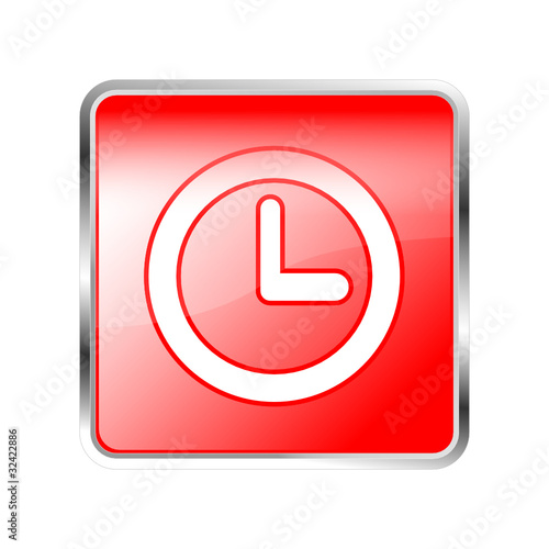 Button Uhr rot