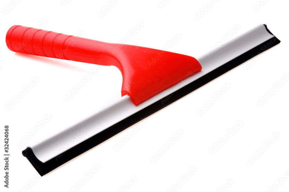 Red window wiper, isolated on a white background Red window wiper, isolated on a white background