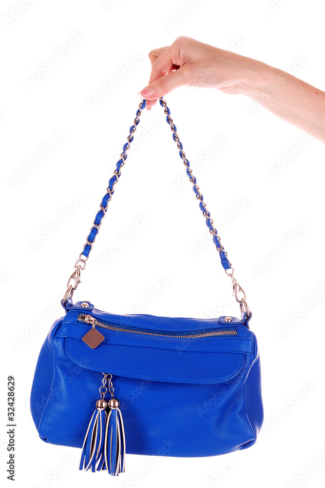 Blue women bag isolated on white background