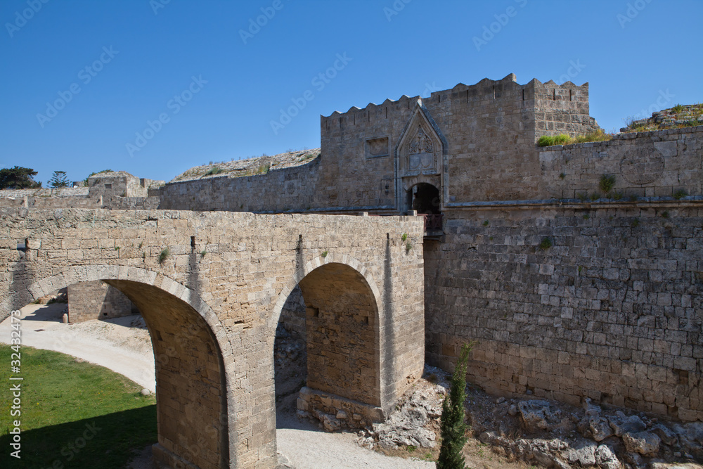 Rhodes town wall and gatehouse