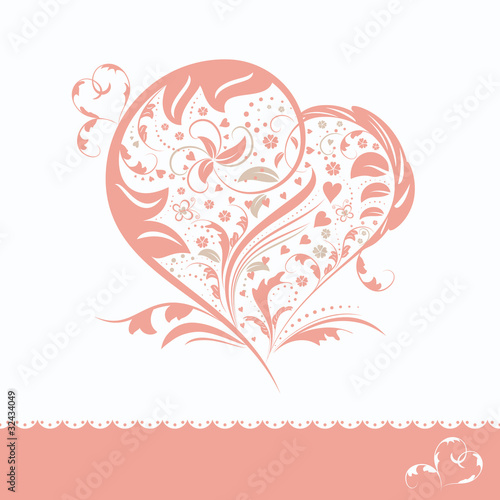 Abstract flower heart shape invitation card