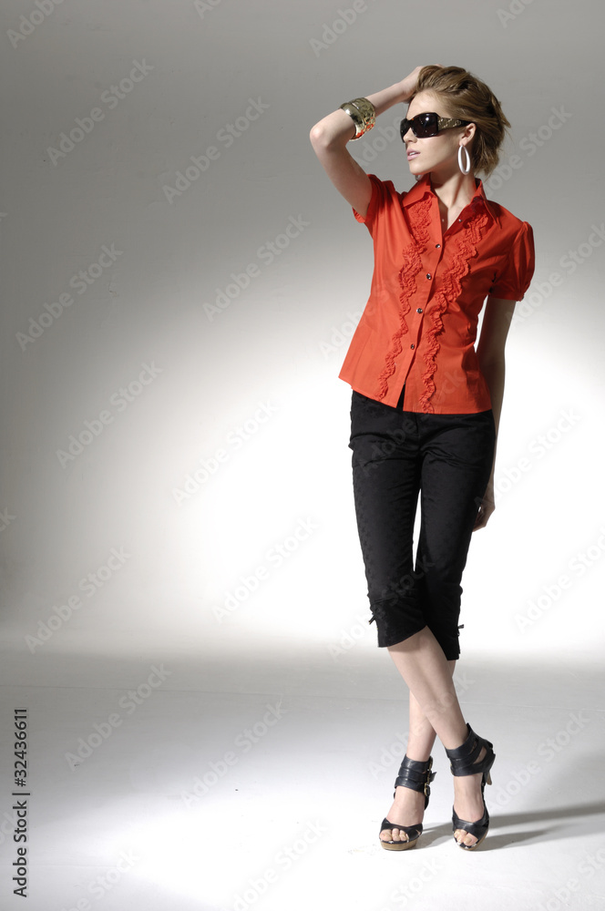 Portrait of a styled professional model. on light background Portrait of a styled professional model. on light background
