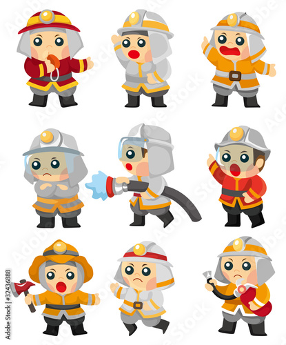 cartoon Fireman icon set