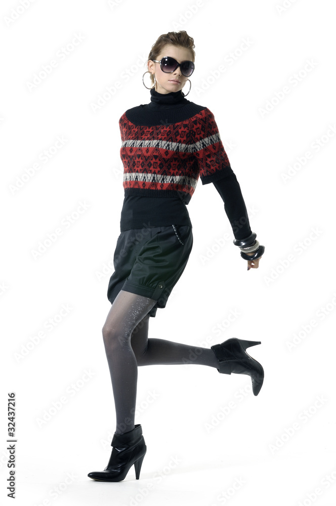 fashion model wearing modern sunglasses .posing fashion model wearing modern sunglasses .posing