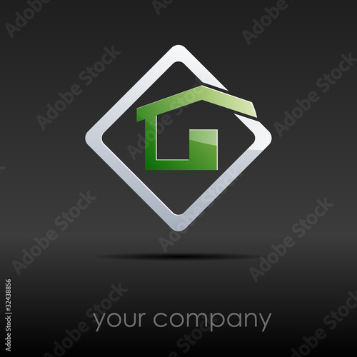 Logo house in the rumble, black background # Vector