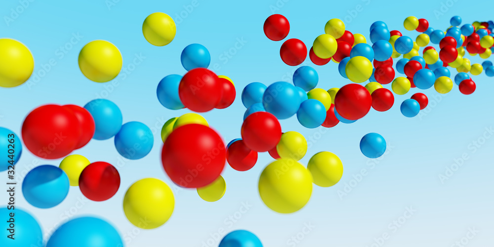 Balles multicolores flottantes dans le ciel 1