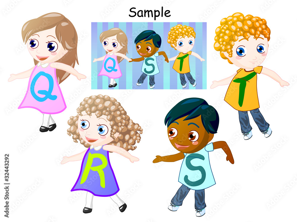 alphabet of childrens holding hands. clipping path included. alphabet of childrens holding hands. clipping path included.