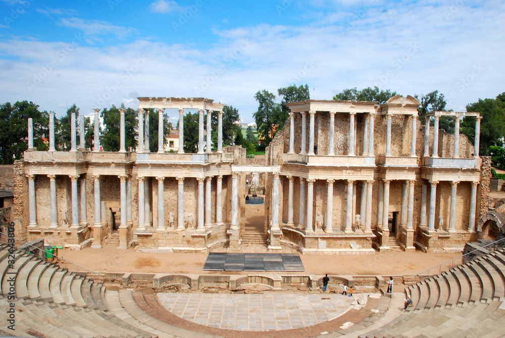 Naklejka premium VISTA GENERAL DEL TEATRO ROMANO DE MÉRIDA. ESPAÑA