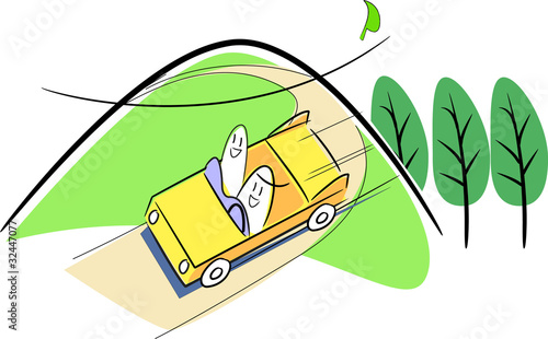 シンプルな街-車