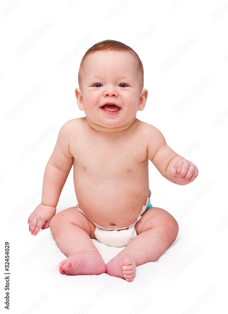 The laughing kid on a white background The laughing kid on a white background