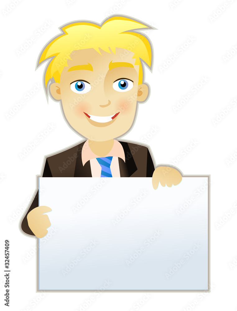 Businessman Holding Blank Sign