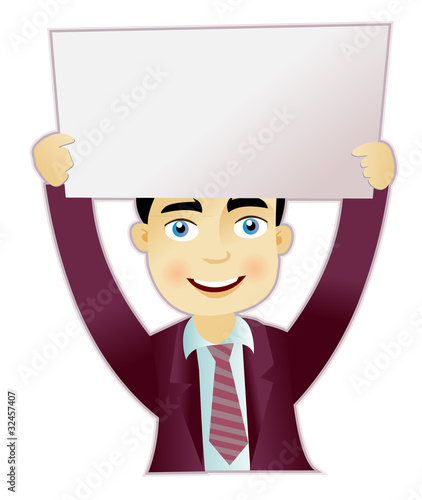 Businessman Holding Blank Sign