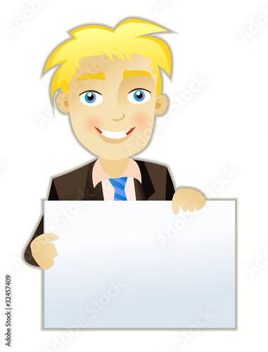 Businessman Holding Blank Sign