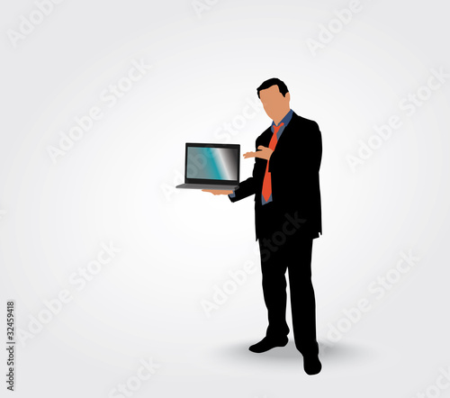 Silhouette d'un homme tenant un ordinateur portable