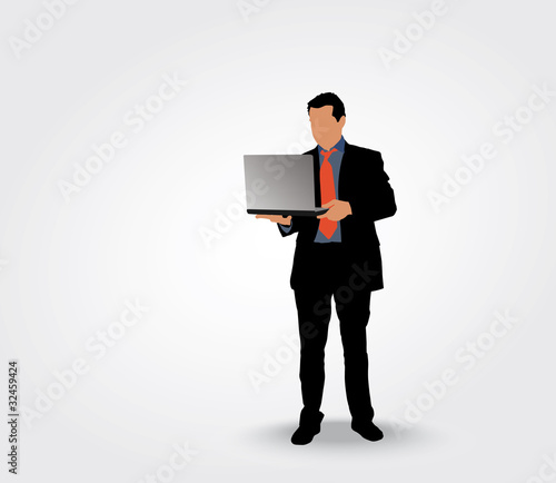 Silhouette d'un homme regardant un ordinateur