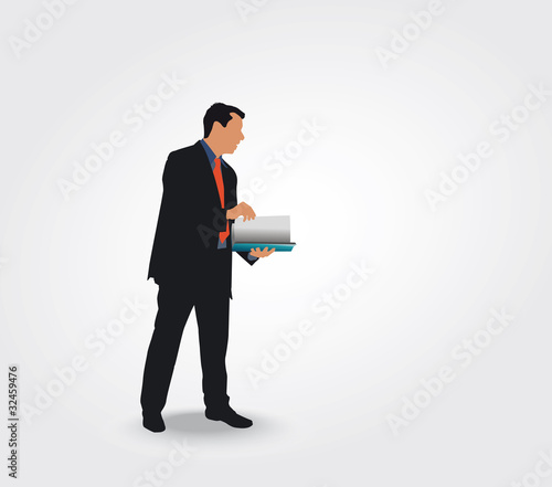 Silhouette homme avec un livret dans les mains