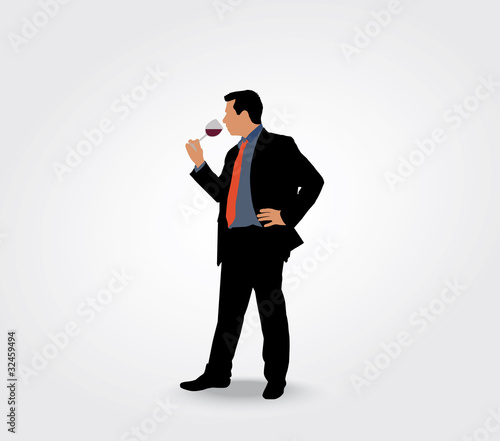 Silhouette d'un homme avec un verre d'alcool