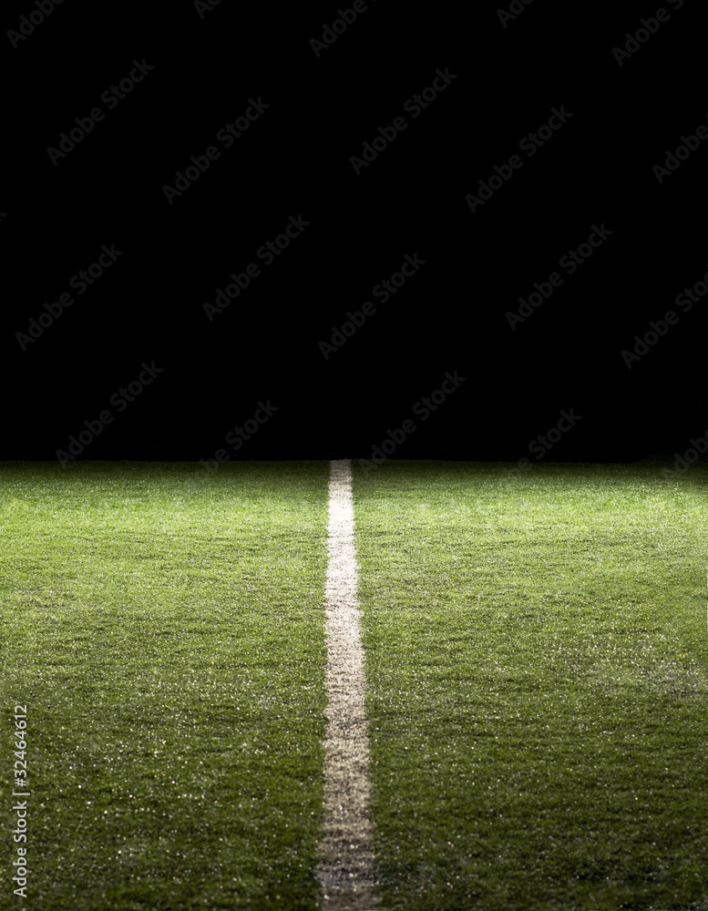 Fototapeta premium Line on a Football Field at night