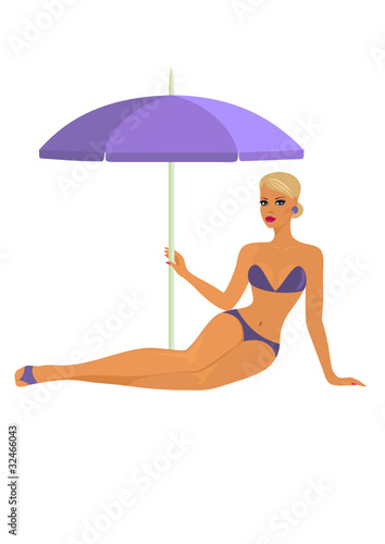 lady in bikini with parasol