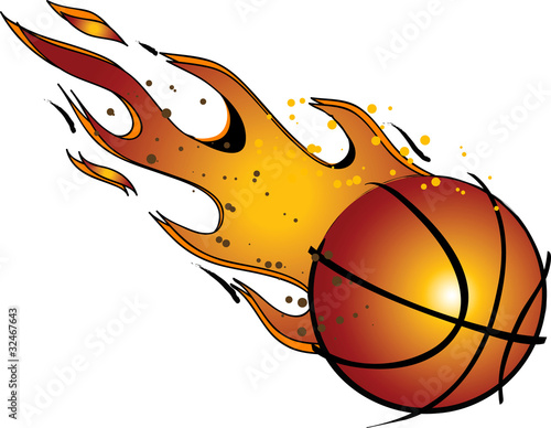Flaming Basketball Vector Clip Art
