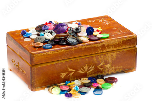 old scarred casket with buttons
