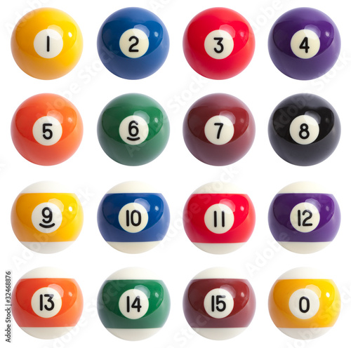 Isolated Colored Pool Balls