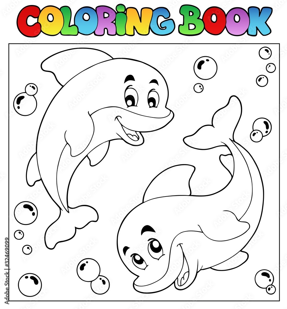 Obraz premium Coloring book with dolphins 1