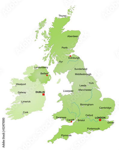 Karte Vereinigtes Königreich und Irland / vektor