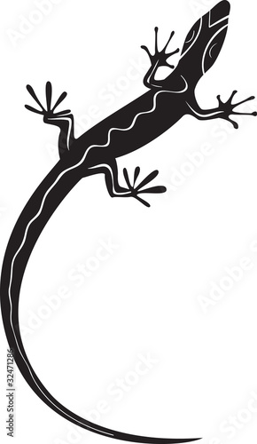 Black decorative lizard silhouette tattoo