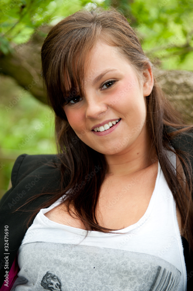 Happy cute female outdoors Happy cute female outdoors