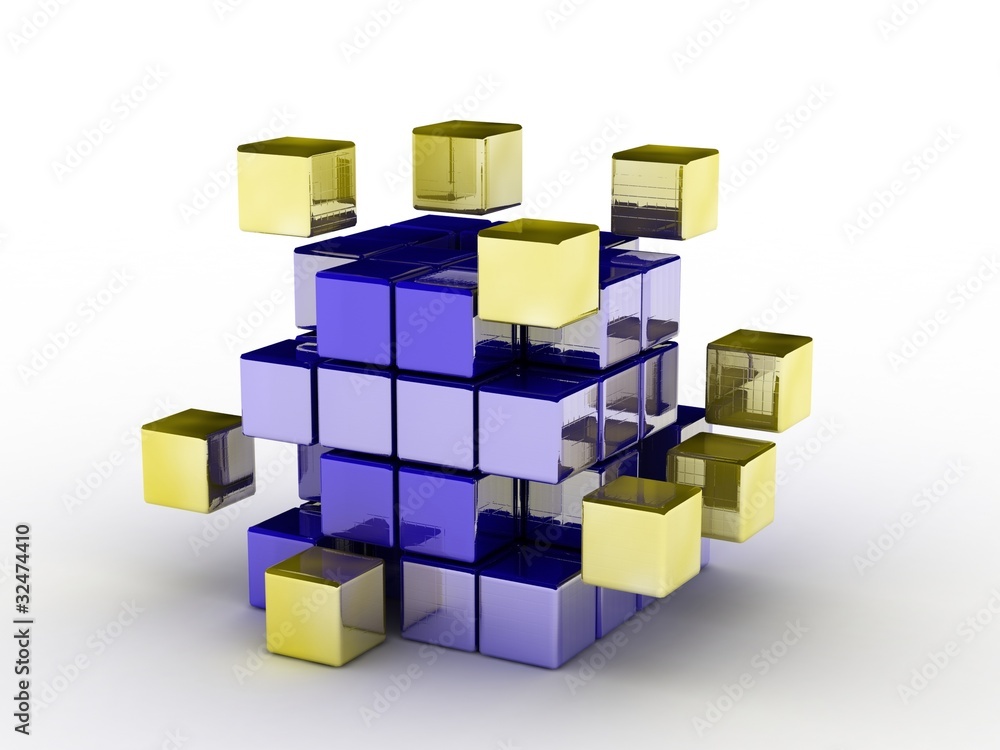 Construction of a cube from blocks Construction of a cube from blocks