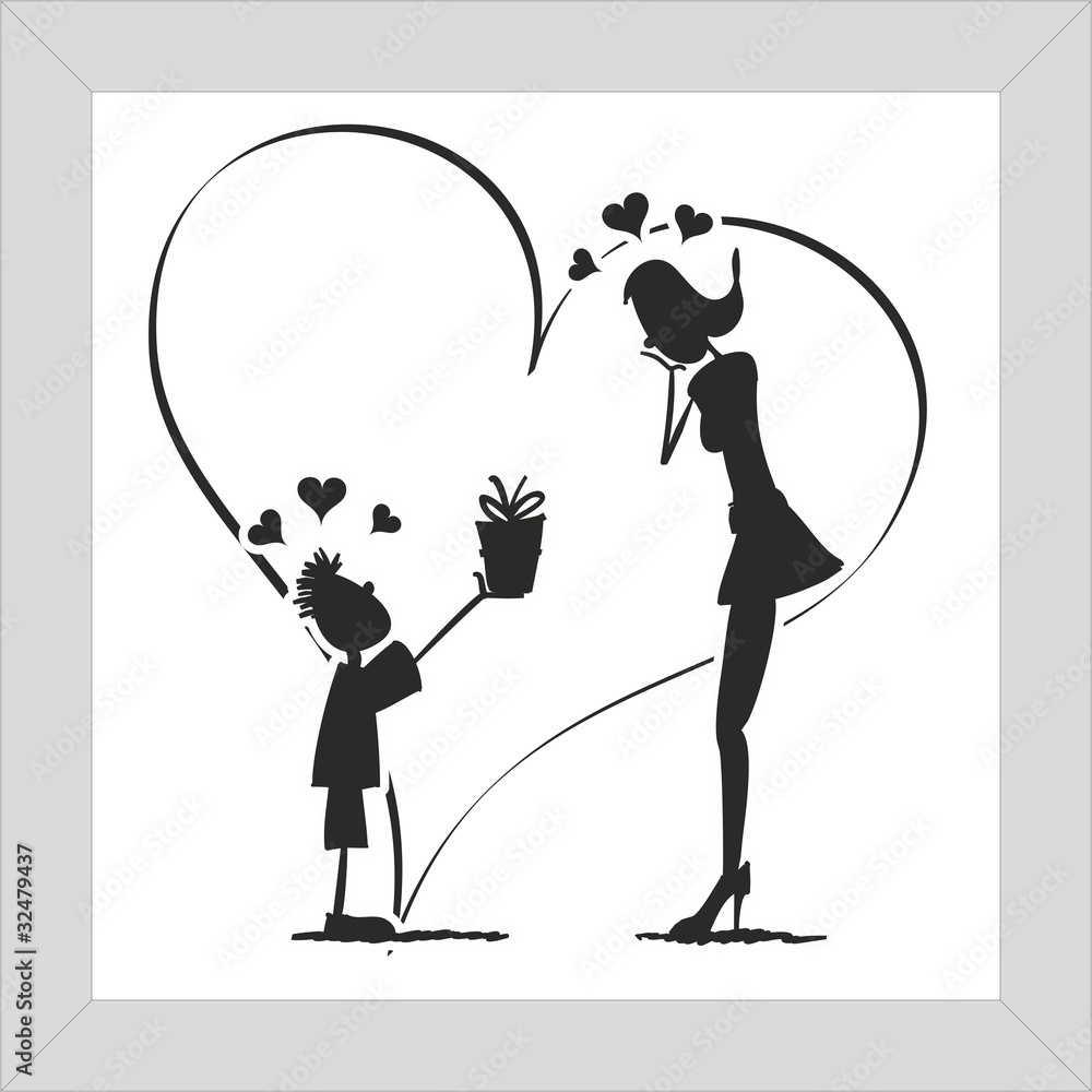 Fete Des Meres Garcon Noir Et Blanc Stock Vector Adobe Stock