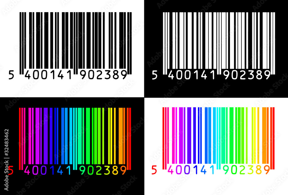 black, white and colored barcode black, white and colored barcode
