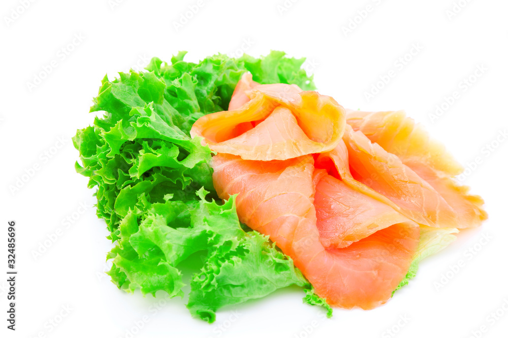 Smoked fish and fresh lettuce
