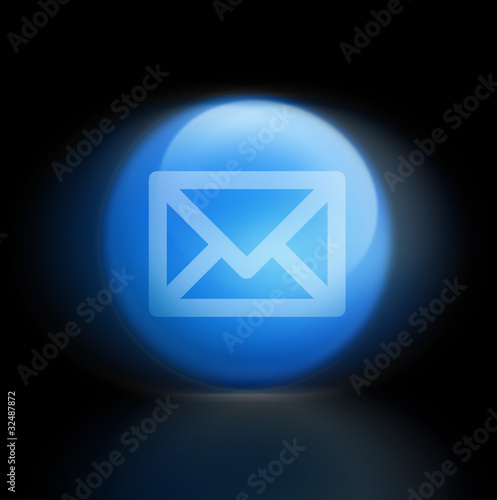 eMail brief kontakt button glossy black blue light