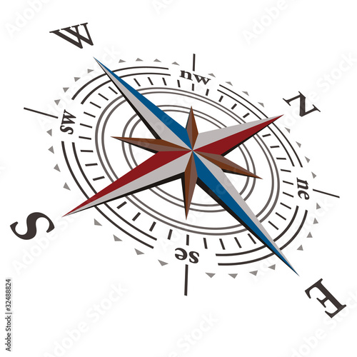 3 D Vector wind rose compass
