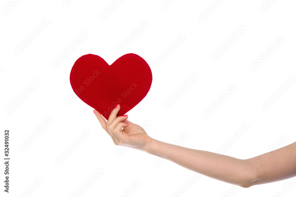female hand holding red female hand holding red