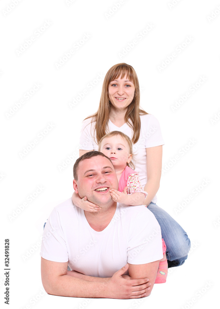 Happy family with the baby