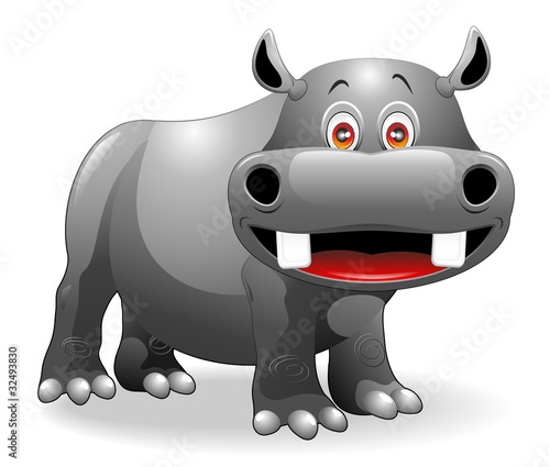 Ippopotamo Cartoon-Funny Hippo-Vector