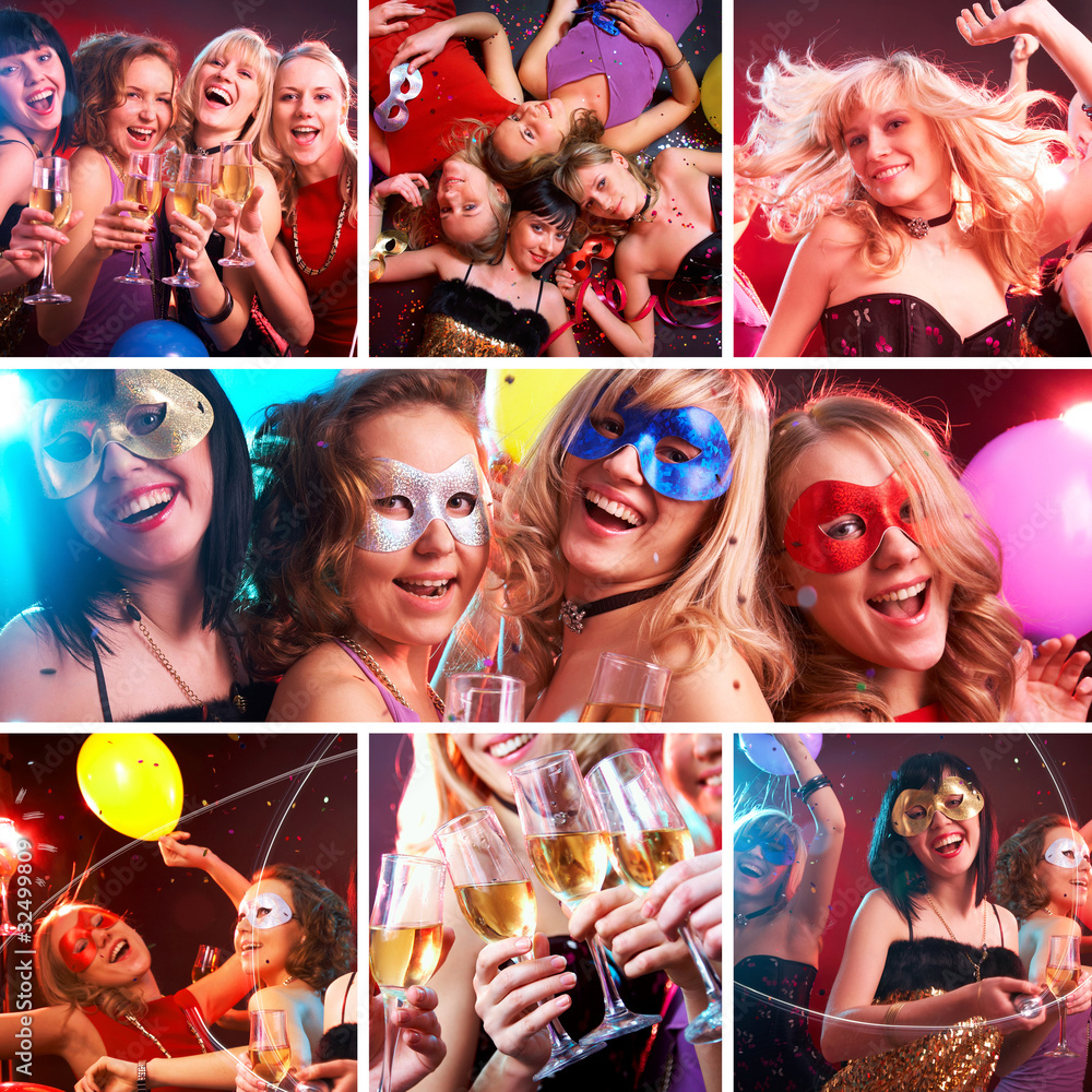 colorful collage of photos from the party