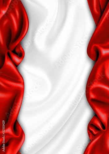 Red and white satin fabric background