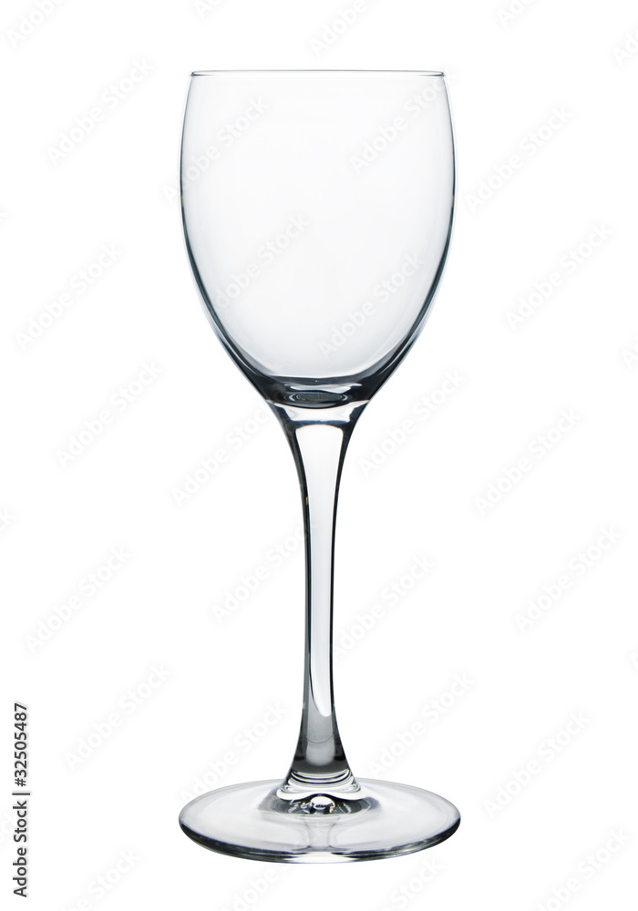 Empty wine glass, isolated on a white background