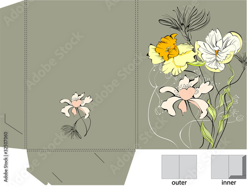 Template for folder with flowers