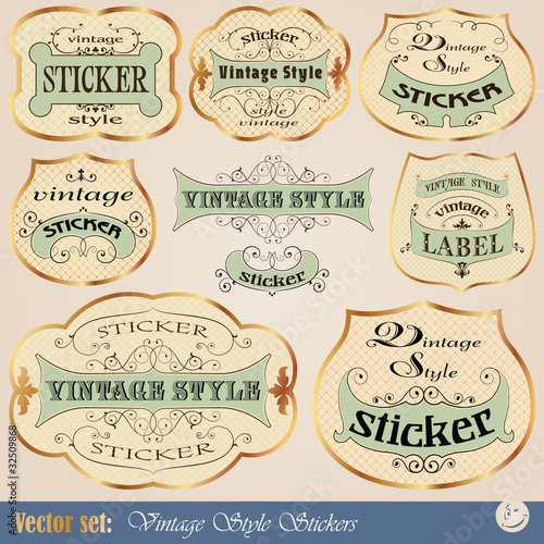 Luxury golden vintage stickers