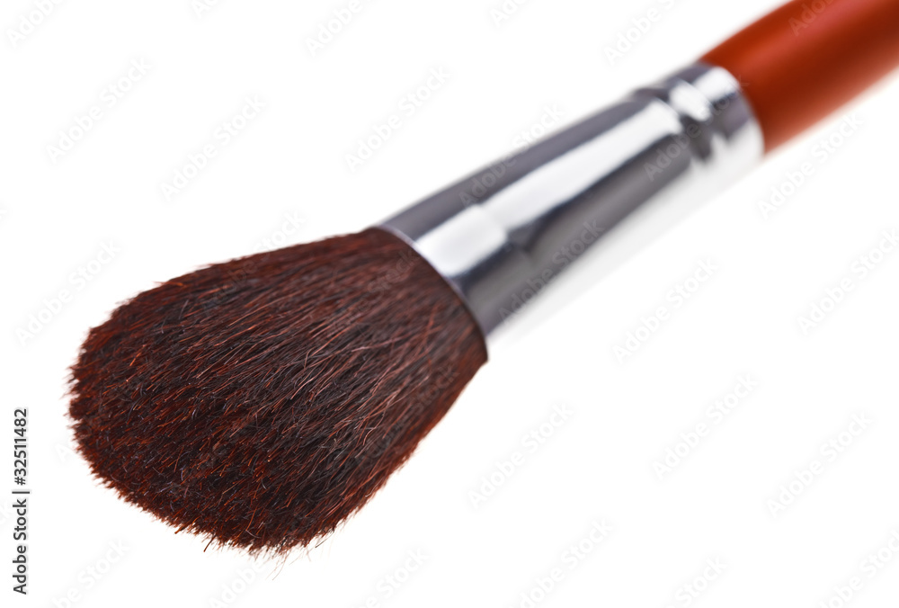 Professional makeup brush tip, isolated on white macro Professional makeup brush tip, isolated on white macro