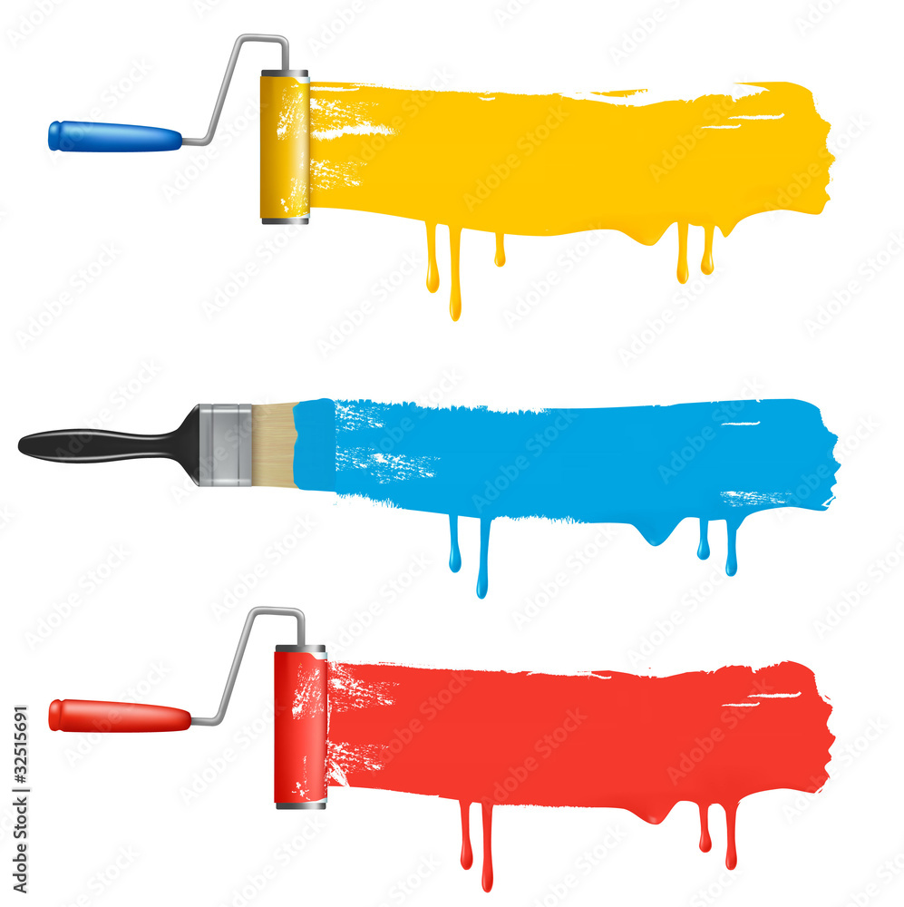 Set of colorful paint roller brushes. vector illustration. Stock 벡터