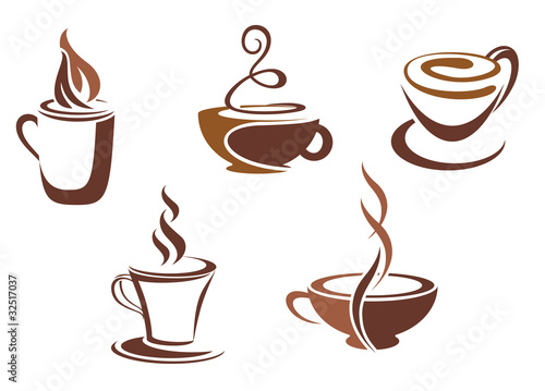 Coffee and tea symbols and icons