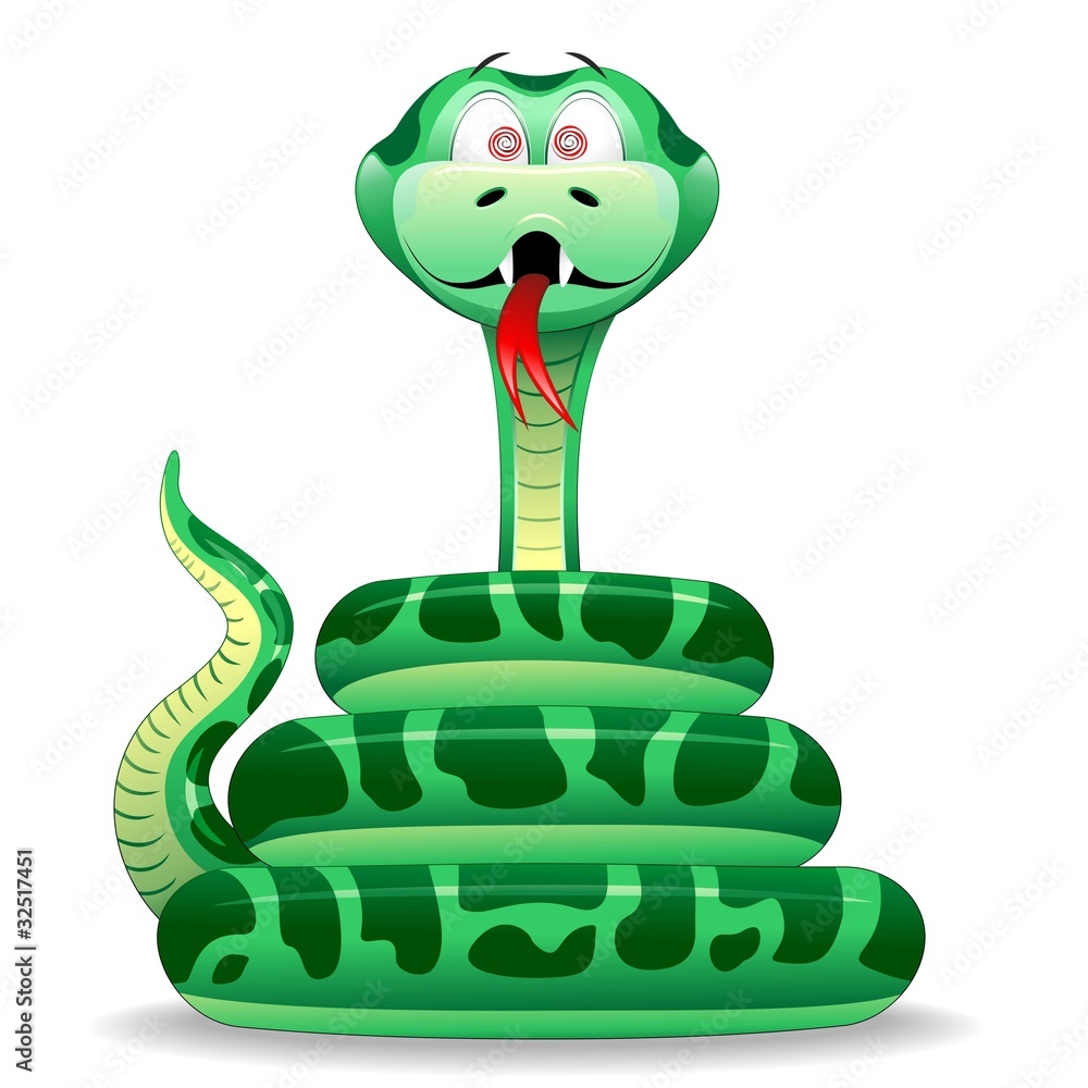 Naklejka premium Serpente Cartoon-Green Snake Cartoon-2-Vector