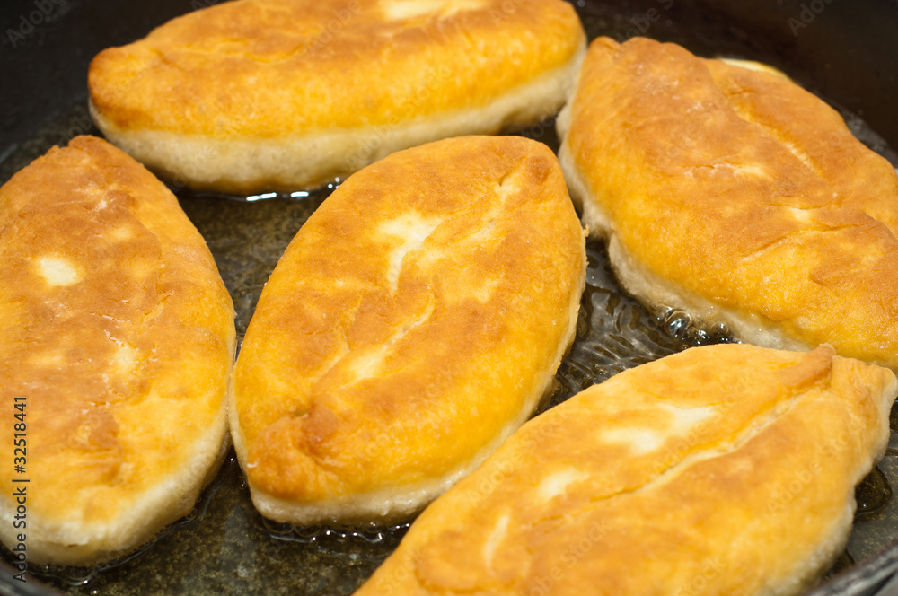Pirojki. traditional Russian patty with eggs and onion